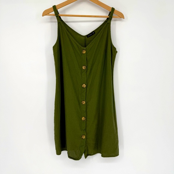 Cotton On Dresses & Skirts - Cotton On Women’s Mini Skater Dress Size‎ M Olive Green Preppy Basic Button Down